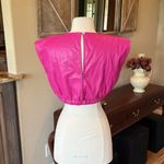 Shoefly Pink Leather Look Top Drawstring Cropped Hem Photo 4