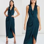 Shona joy Luxe Plunging Frill Maxi Dress In Emerald Green Size 4 Photo 1