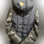 Mackage  Leather Sleeves Navy Blue/Black PUFFER Jacket Size XS EUC Photo 6