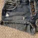 Free People Button Up Distressed Denim Shorts Photo 4