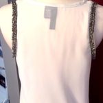 Anthropologie White Sheer Embellished Beaded Arm Tank Top Photo 3
