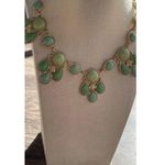 Vintage Multi Strand Women’s Necklace Green Round Boho Estate Gold Tone Necklace Photo 2