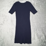 Susan Graver Dress Womens XS Navy Blue Cable Knit Ribbed Sweater Dress Preppy Photo 2