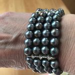 Faux Gray Pearl Stretch Bracelet 4 Stand Vintage Photo 0