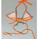 Orange Neon Diamond Gold Charms Chain Bikini Top Swimwear Bathing Suit Size S 🧡✨ Photo 4