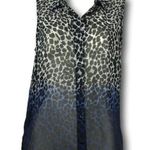 H&M Divided Cheetah PRINT Blue Ombré Sheer Button Down Shirt SIZE: 2 Photo 0
