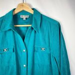 JM Collection Teal Blue Faux Suede Long Sleeve Button Down L Photo 2