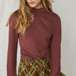 Free People We The Free Hooked On You Mock Neck Long Sleeve Embellished Blouse M Photo 0