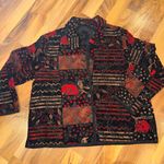Coldwater Creek Cold water creek floral abstract reversible sweater jacket‎ red black medium LG Photo 0
