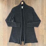 White + Warren Mini Trapeze Open Cardigan 100% Cashmere Charcoal Heather Small Gray Photo 3