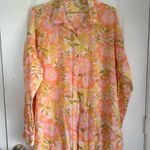 Billabong Midi Button Front Collared Floral Shirt Swim cover up kimono Large Photo 6