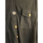 NEW Corduroy Button Down Oversized Tunic Dress Pockets Midi S Black Photo 3