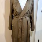 Carly Jean Los Angeles Carly Jean LA Lightweight Duster Trench Jacket Olive Green Size Large π Photo 0