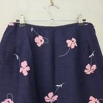 Doncaster  Navy Floral Print Silk Skirt Photo 1