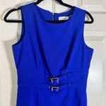 Calvin Klein  Sheath Dress Blue Gold Belt Detail Size 4 Photo 2