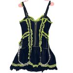 Tripp NYC Black And Green Dress With Chains Green and Black Laced Corset Dress Goth RARE Photo 1