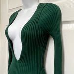 Hera Collection Hunter Green Deep V Neck Ribbed Dress Photo 5