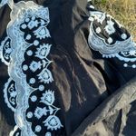 Western Scroll Blouse Boho Cowgirl Lace Black Size M Photo 2