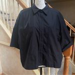ZARA  Minimalist Black Short-Sleeve Button-Up cropped Shirt 100% Cotton Sz XL Photo 2