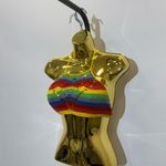 Vera & Lucy Rainbow Crochet Knit Halter Top – Size L Photo 4