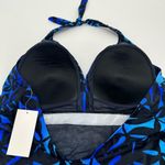 NEW Swimsuits for all sapo print women's blue & black halter tankini top size 24 Photo 2