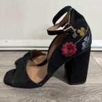 Nanette Lepore  Martina Embroidered Black Suede Leather Block Mary Jane heels 7.5 Photo 3