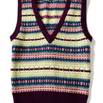 Urban Outfitters Women's Fair Isle Sweater Vest Multicolor Size S Gold accents Photo 0