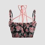Cider Women Floral Black and Pink Spaguetti straps Cropped Tank Top Size S Photo 1
