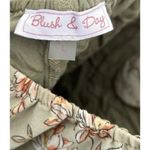 Blush  & Day Women’s sz Large Green Cream Dress Pink Floral design Tie Photo 9