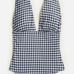 J.Crew  Womens V-Neck One-Piece Swimsuit Navy Gingham Size 24 BE747 NWT‎ Photo 0