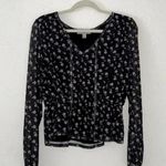 Cropped floral top medium black tan long sleeved ruffle top cute fall top Photo 0