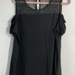 Tahari Womans XL Black Blouse Peek A Boo Short Sleeves Pullover NWT Photo 0