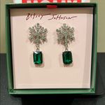 Betsey Johnson | Crystal Snowflake Earrings w/ Emerald Green Gem Photo 0