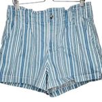 American Eagle Outfitters Womens Mom Shorts Size 14 Blue/White Striped nautical Photo 0