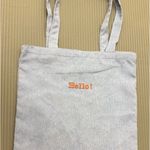 Light Blue Tote Bag with 'Hello!' Embroidery Gray Photo 0