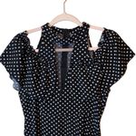 SheIn Black & White Polka Dot Midi Cold Shoulder Dress Photo 1