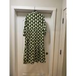 Anthropologie Maeve Bettina Dress Womens XS Green White Geometric Tiered Midi Photo 5