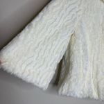 High Neck Faux Fur Textured Jacket Cream Sz Small Photo 6