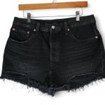 Levi's 501 Shorts Womens 32x2 Black Distressed Cut Off Premium Denim Button Fly Photo 0