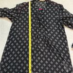 Hollister Women Geo Floral Black Long Sleeve Lace Up Neck Sheer Blouse Top M Photo 4