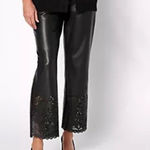 Isaac Mizrahi  Live! Regular Perforated Hem Faux Leather Pants Black 10T NWOT Photo 0