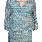 NWT Beachy Tunic Top Women's Coastal Vacation Resort Cruise Geometric Size S White Photo 0