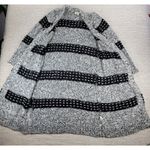 Vince Camuto Two by Chunky Knit Long Cardigan Sweater Black White Wool Blend L Photo 9