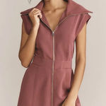 Varley  Size XS Rebecca Short-Sleeve Front-Zip Mini Dress - Rose Photo 0