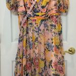 Mac Duggal NWT 68247 Floral Chiffon Puff Sleeve Tiered Hem Dress Size 22 Photo 5
