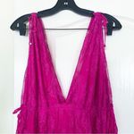 Alexis Dress Umbria Tiered Lace Tulle Silk Maxi Wedding Pink Fuchsia XS GUC Photo 7