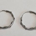 Sterling Silver Hoops Earrings Twist 925 3/4 Inch Photo 2