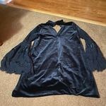 DO+BE  black with laced bell sleeves velvet dress S Photo 10