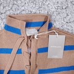 Everlane  Lace Up Smock Sweater Knit Chestnut Brown Blue Striped Size XXS Wool Photo 4