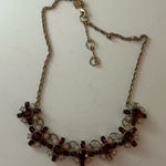 Banana Republic Gold, Red, and Pink Floral Necklace Photo 0